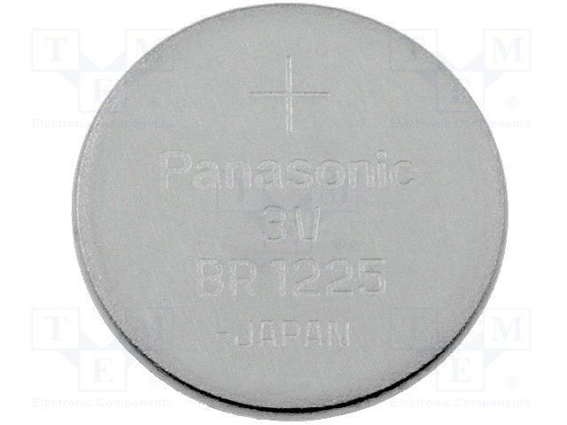 CR1225 litija baterija, 3.0V, Ø12x2.5mm, PANASONIC, 2.4g.