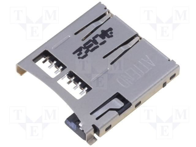 Atmiņas kartēi SD micro savienotajs, SMD, apzelts, ar ekstraktoru, ekranets