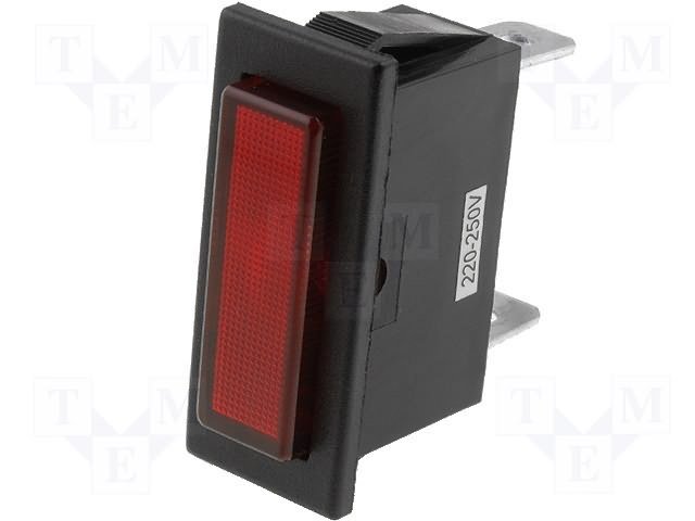 Neona Indikatora lampiņa 220v 33.5x14.1x20.5mm sarkana krasa