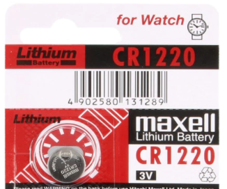 CR1220 litija baterija, 3.0V, Ø12x2.0mm, MAXELL, 2.31g.