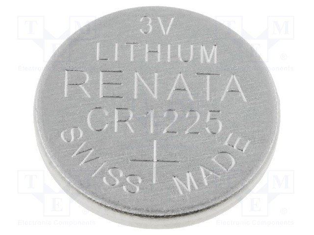 CR1225 litija baterija, 3.0V, Ø12x2.5mm, RENATA, 2.4g.