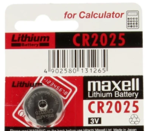 CR2025 litija baterija, 3.0V, Ø20x2.5mm, MAXELL, 3.60g.