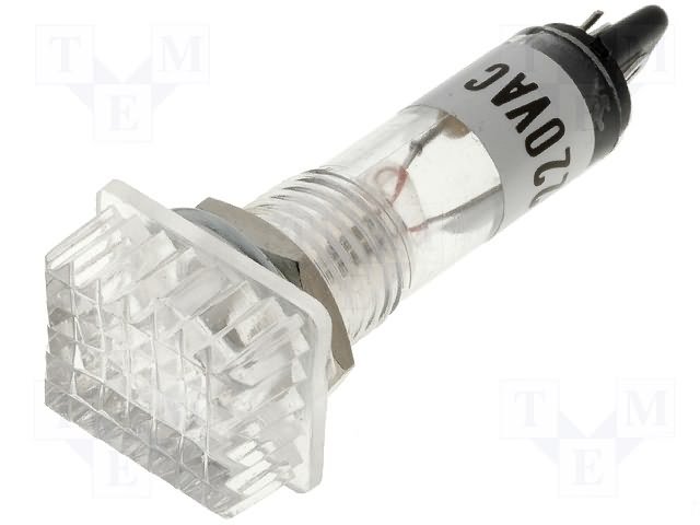 Neonu Indikatora lampiņa, 220V, 12x16x45mm, baltā krasā