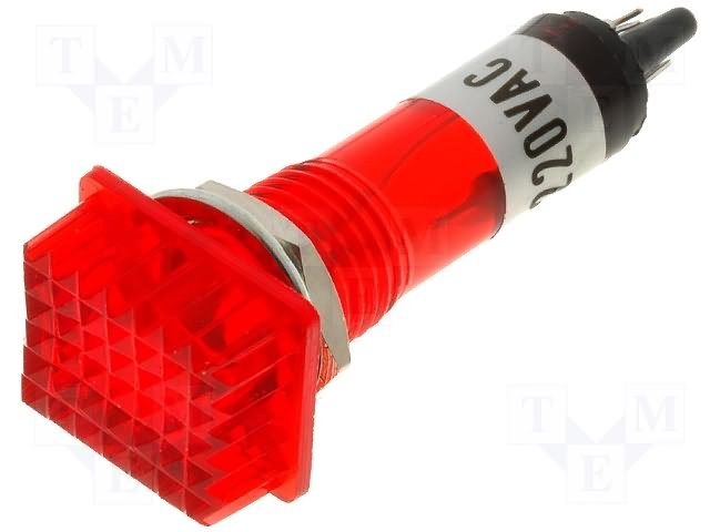 Neonu Indikatora lampiņa, 220V, 12x16x45mm, sarkanā krasā