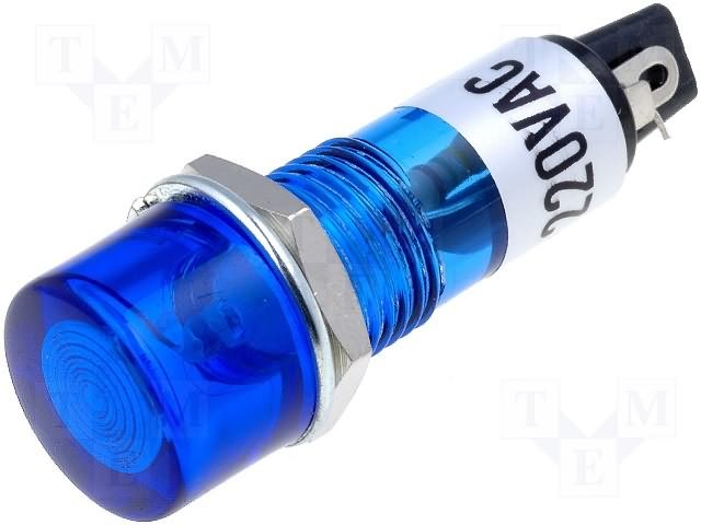 Neonu Indikatora lampiņa, 220V, 12x37.5mm, ziļa krasa