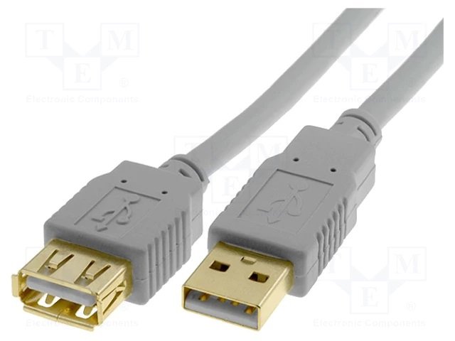 USB štekers A/USB ligzda A, GOLD, 5m