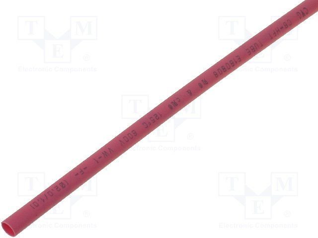 Termosarūkšs kembriks, Ø12.7mm=>6.4mm, 2:1, sarkanā krasa, 1m
