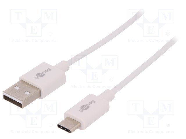 USB(3.1) štekers C/USB(2.0) štekers, baltā krasa, 1m