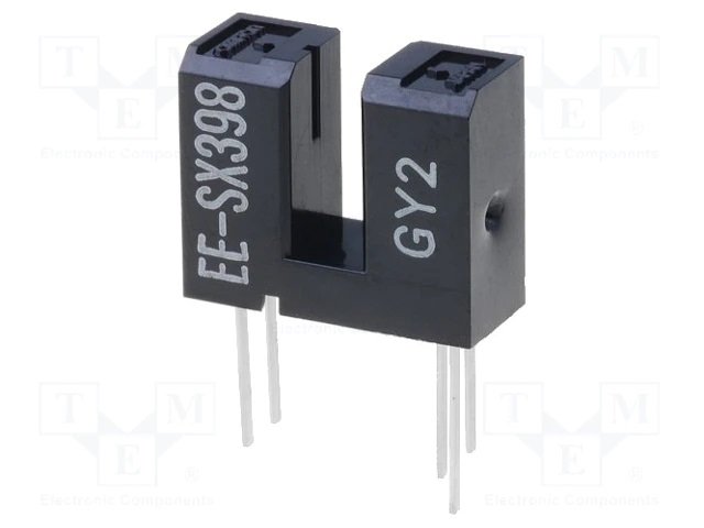 EE-SX398 Optopāris arspraugas, izeja tranzistors, 3mm, 4.5...16VDC, Iout=16mA, If=50mA