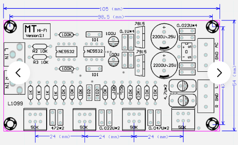 Modulis: audio, priekšpastiprinātājs, stereo, ar skaļuma kontroli, DC12VDC, 112x70x23mm, NE5532, detaļu komplekts "Dari pats"
