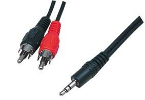 3.5mm štekers stereo/2RCA štekers vads, 1.5m