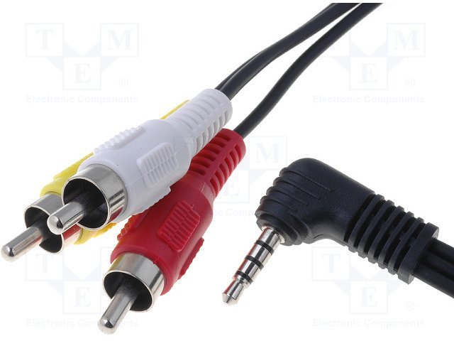 3.5mm štekers 3PIN leņķisks/3RCA štekers vads 1.5m