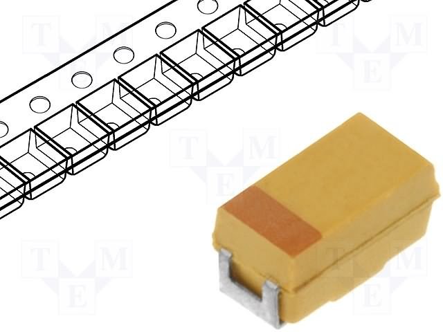 22/10V SMD tantala kondensators LOW ESR, ±20%, 125grad, Case B