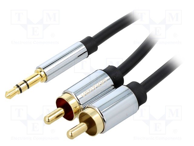 3.5mm štekers stereo/2RCA štekers, VENTION, vads, 1m