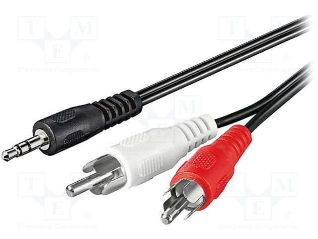 3.5mm štekers stereo/2RCA štekers vads, 0.5m