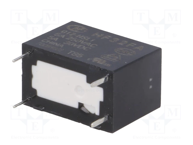 Relejs DC12V, SPST-NO, 5A/250VAC, 5A/30VDC, 720R(16.6mA), viens kontakts uz saslēgšanu, 17.6x10.1x12.3mm, HONGFA RELAY