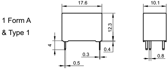 Relejs DC12V, SPST-NO, 5A/250VAC, 5A/30VDC, 720R(16.6mA), viens kontakts uz saslēgšanu, 17.6x10.1x12.3mm, HONGFA RELAY