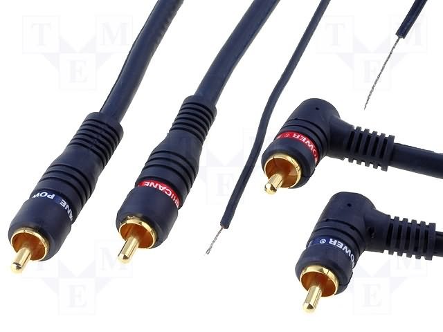 2RCA štekers/2RCA štekers, leņķisks, +1dzisla, vads, 5m