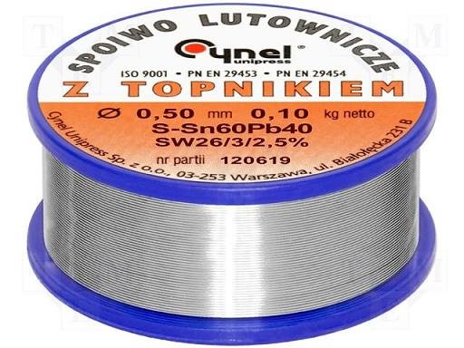 0.5mm 60Sn/40Pb 100g Lodalva ar flusu F-SW26, No Clean, 2.5%, 190°C