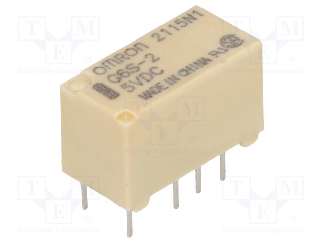 Relejs DC5V, DPDT, 2x0.5A/125VAC, 2x2A/30VDC, 178Ω(28mA), divi kontakti uz pārslēgšanu, 14.8x7.3x9.2mm, OMRON