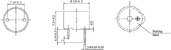 Zummers, 2-5V, 30mA, 82dB, 2300Hz, 12x7.5mm