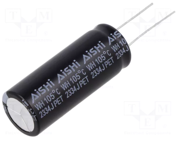 4700/50V, 105C, Ø18x45mm, ±20%, Kondensators elektrolītisks, 2000h, AISHI, ar lokaniem izvadiem