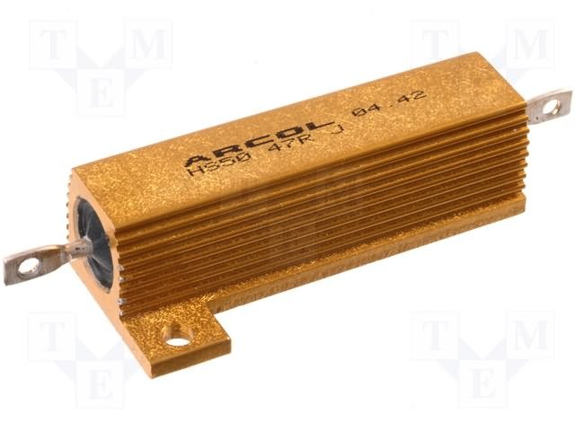 100R 50W, ±5%, Rezistors ar radiatoru, 49.1x29.7x14.8mm