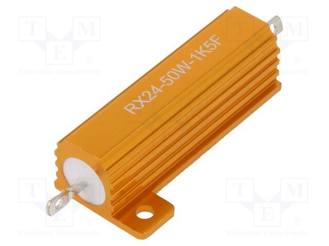 1K5 50W, ±5%, Rezistors ar radiatoru, 49.1x29.7x14.8mm