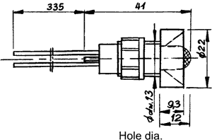 Gaismas diožu lampiņa 220V, D25.5mm, sarkana krasa