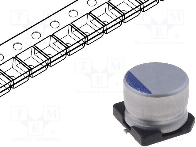 330/6.3V, SMD, -55÷105°C, Ø10x7.9mm,  ±20%, polimēru kondensātors, ESR:25mΩ, 2000h