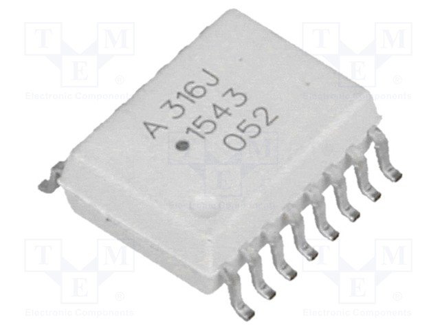 HCPL316J SMD Optrons, Channels:1, Out: IGBT driver, 30kV/μs, 5kV, SO16-W