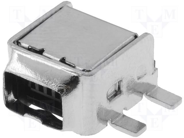 Fire Wire 4pin (IEEE1394 mini) ligzda, SMD, horizontala, montāža uz šasijas