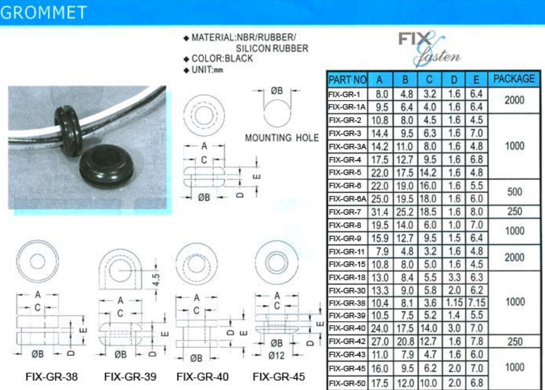 Kabeļu ievade gumijas d=14/D=17.5/h=3.0mm