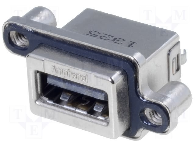 USB A(2.0) ligzda uz šasija, skruvejama, IP67,  UL94V-0, AMPHENOL