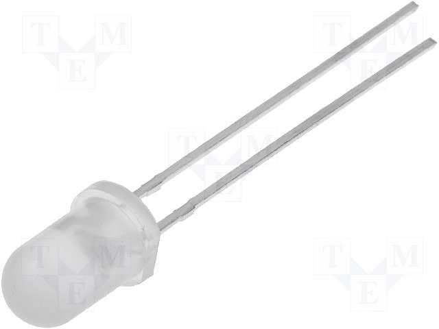 5mm, auksta balta, 2000...4000mcd, 50°, 2.8...4V/20mA, matēta, gaismas diode