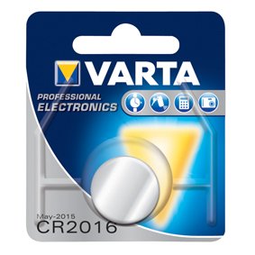 CR2016 litija baterija, 3.0V, Ø20x1.6mm, VARTA, 3.19g.