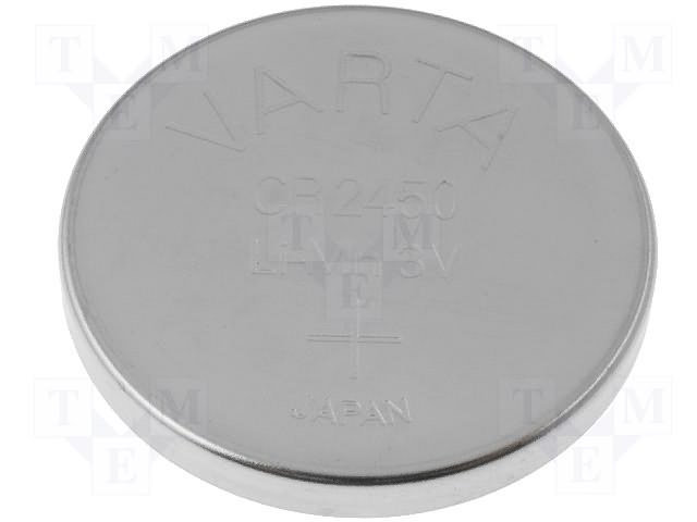 CR2450 litija baterija, 3.0V, Ø24x5.0mm, VARTA, 6.83g.