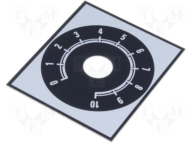 Skala, 0-10, 48x42mm, d=10mm, melna ar sudrabainiem uzrakstiem, taisnlenka, patslimejoša