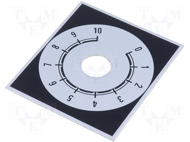 Skala, 0-10, 48x42mm, d=10mm, sudrabaina ar melniem uzrakstiem, taisnlenka, patslimejoša