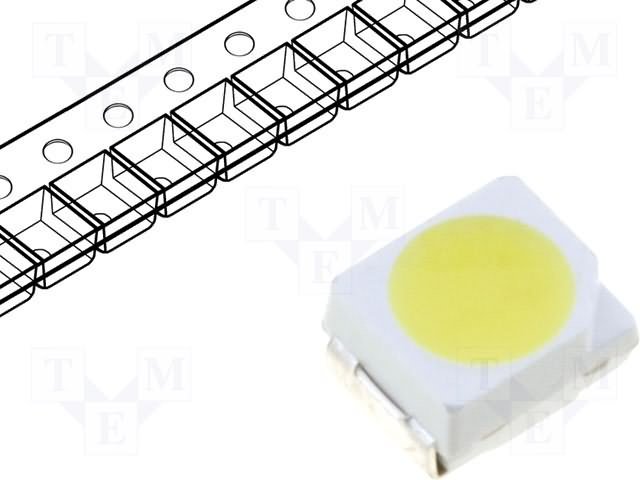 Gaismas diode SMD, neitrals balts(4200K), 3528, PLCC2, 1700...3000mcd, 2.8...3.4V/20mA, 120grad., PLCC2