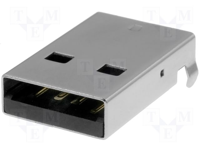 USB A(2.0) štekers, uz šasijai, SMD