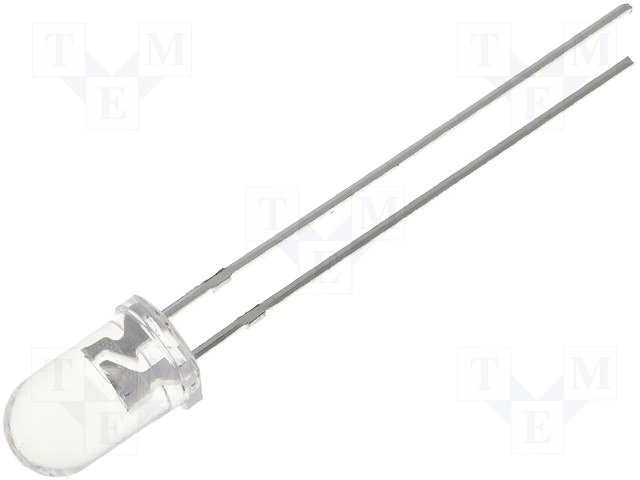 5mm, zila, 3800...5500mcd, 15°, 2.8...4V/20mA, 468nm, gaismas diode