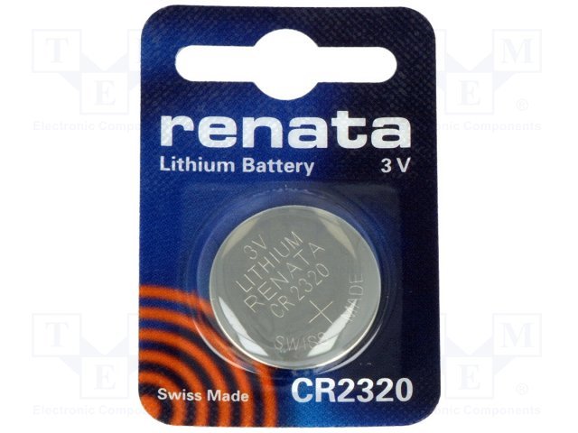 CR2320 litija baterija, 3.0V, Ø23x2.0mm, RENATA, 4.0g.