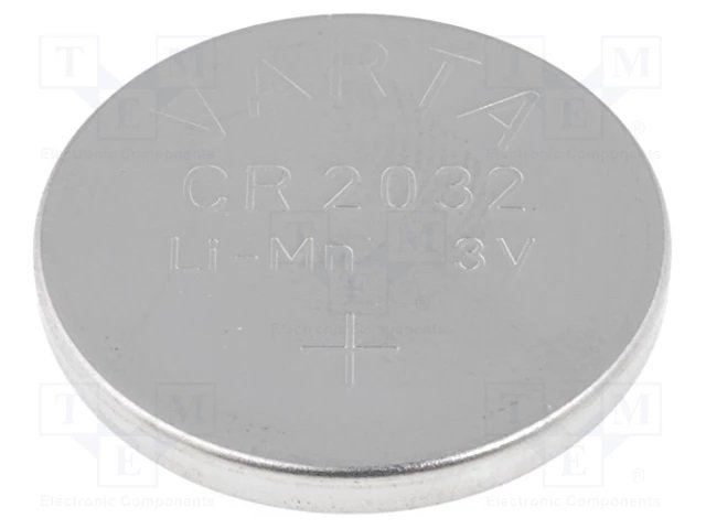 CR2032 litija baterija, 3.0V, Ø20x3.2mm, VARTA, 4.42gr.