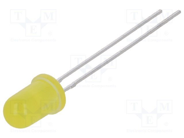 5mm, dzeltena, 38...43mcd, 40°, 1.6...2.5V/20mA, 590nm, gaismas diode