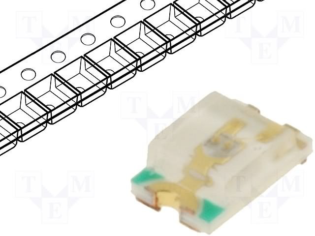 Gaismas diode SMD, zils, 0805, 150...200mcd, 3...3.2V/20mA, 476nm, 120grad., 0805