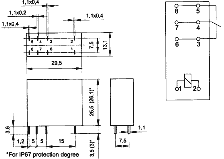 Relejs DC5V, SPDT, 16A/250VAC, 16A/24VDC, 49R(102mA), viens kontakts uz pārslēgšanu, 29.5x13.1x25.5mm, RELPOL