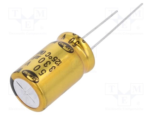 330/35V, -40...125°C, Ø12.5x20mm, Kondensators elektrolītisks, 5000h, SAMWHA, ar lokanien izvadiem