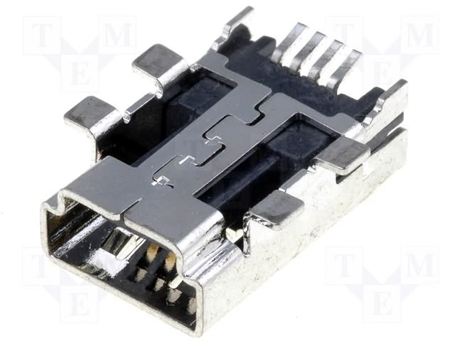 MiniUSB A ligzda 4pin, leņkisks, SMD veida PCB (USBMA-G4)