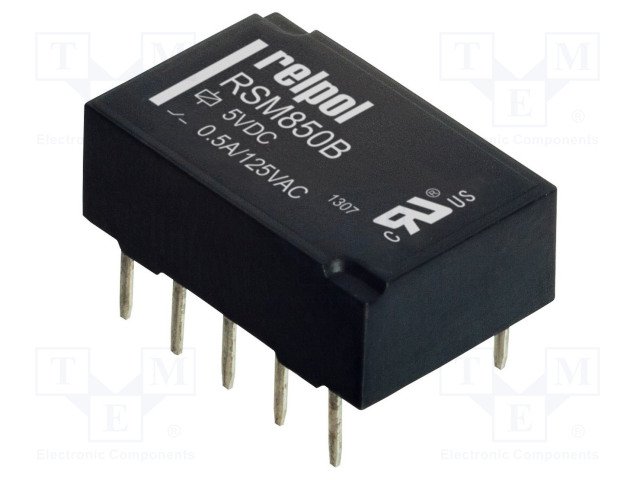 Relejs DC5V, DPDT, 2x0.5A/125VAC, 2x2A/30VDC, 250Ω(21mA), divi kontakti uz pārslēgšanu, 14.3x9.3x5.4mm, bistabilas/polarizetais, RELPOL